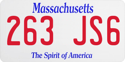 MA license plate 263JS6