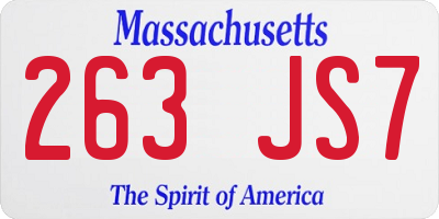 MA license plate 263JS7