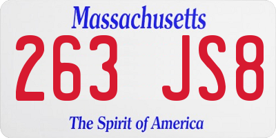 MA license plate 263JS8