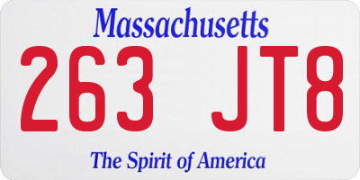 MA license plate 263JT8