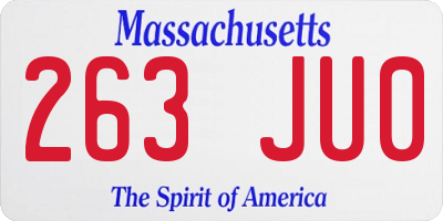 MA license plate 263JU0