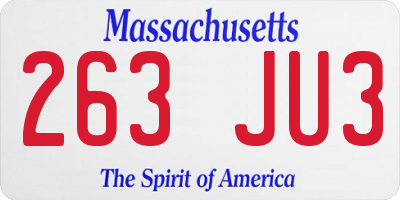 MA license plate 263JU3