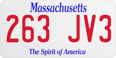 MA license plate 263JV3