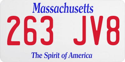 MA license plate 263JV8