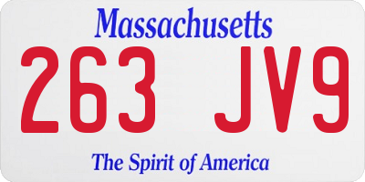 MA license plate 263JV9