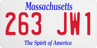 MA license plate 263JW1