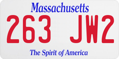 MA license plate 263JW2