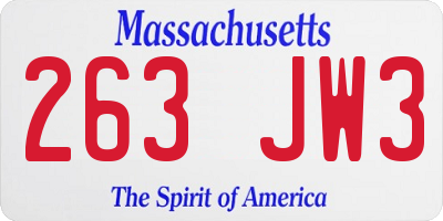 MA license plate 263JW3