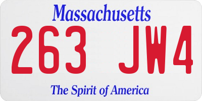 MA license plate 263JW4