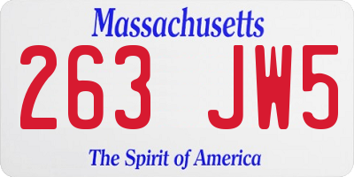 MA license plate 263JW5
