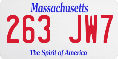 MA license plate 263JW7