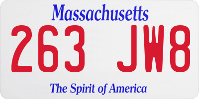 MA license plate 263JW8
