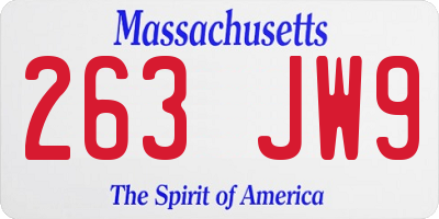 MA license plate 263JW9