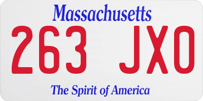 MA license plate 263JX0