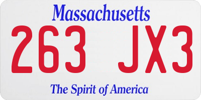 MA license plate 263JX3