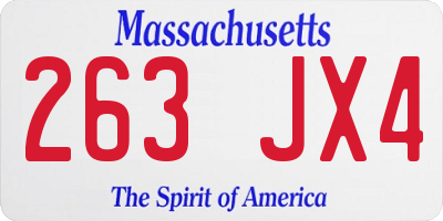 MA license plate 263JX4