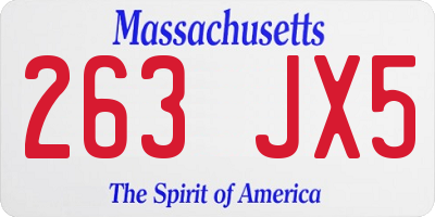 MA license plate 263JX5
