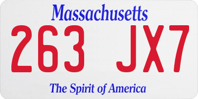 MA license plate 263JX7