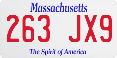 MA license plate 263JX9