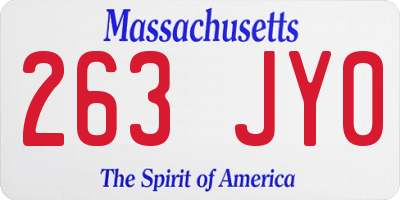 MA license plate 263JY0