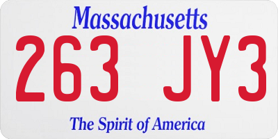 MA license plate 263JY3