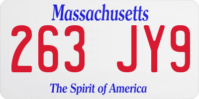 MA license plate 263JY9