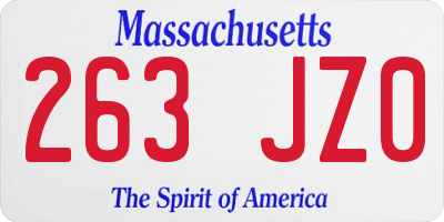 MA license plate 263JZ0