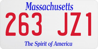 MA license plate 263JZ1