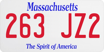 MA license plate 263JZ2