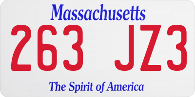 MA license plate 263JZ3