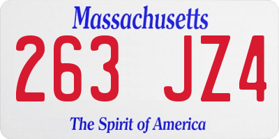 MA license plate 263JZ4