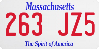 MA license plate 263JZ5