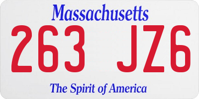MA license plate 263JZ6
