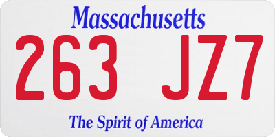 MA license plate 263JZ7