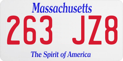 MA license plate 263JZ8