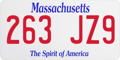 MA license plate 263JZ9
