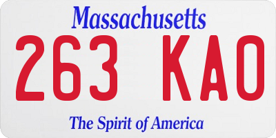 MA license plate 263KA0
