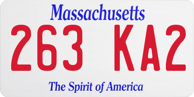 MA license plate 263KA2
