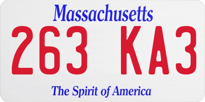 MA license plate 263KA3