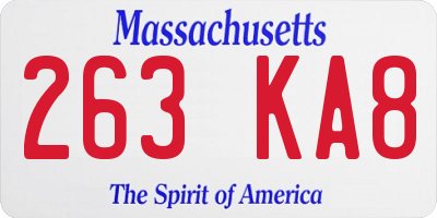 MA license plate 263KA8