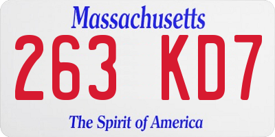 MA license plate 263KD7