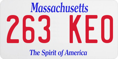MA license plate 263KE0