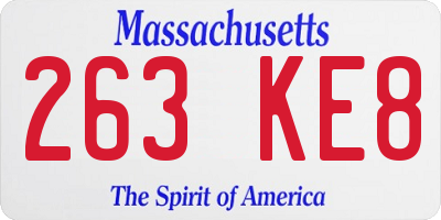 MA license plate 263KE8