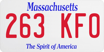 MA license plate 263KF0