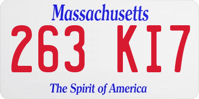 MA license plate 263KI7