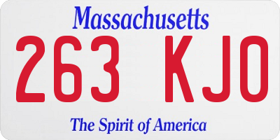 MA license plate 263KJ0