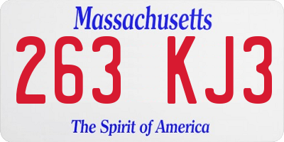 MA license plate 263KJ3