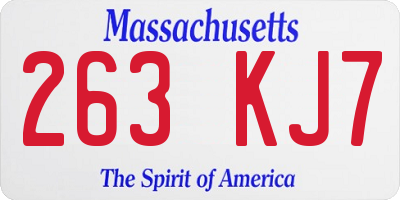 MA license plate 263KJ7
