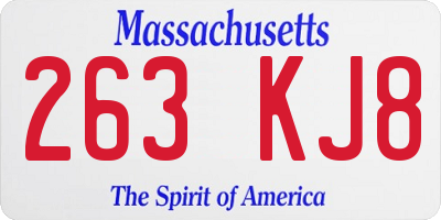 MA license plate 263KJ8