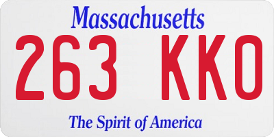 MA license plate 263KK0
